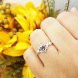 0.15 Carat (ctw) 10k White Gold Round Diamond and Blue Sapphire Ladies Bridal Promise Irish Love and Friendship Band Claddagh Heart Shape Ring