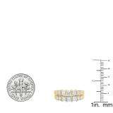2.00 Carat (ctw) 10K Yellow Gold Princess & Round Diamond 3 Stone Ladies Engagement Bridal Ring Set Matching Band 2 CT