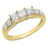 1.00 Carat (ctw) 10K Yellow Gold Princess & Round Cut Diamond Ladies Anniversary Wedding Band Stackable Ring 1 CT