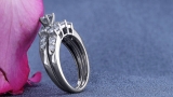 3.00 Carat (ctw) 14k White Gold Round White Cubic Zirconia Ladies 3 Stone Bridal Engagement Ring Matching Band Set 3 CT