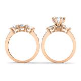 1.80 Carat (ctw) 14k Rose Gold Round Diamond Ladies 3 Stone Bridal Engagement Ring Matching Band Set