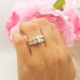 1.80 Carat (ctw) 14k Yellow Gold Round Diamond Ladies 3 Stone Bridal Engagement Ring Matching Band Set