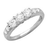 0.92 Carat (ctw) 14k White Gold Round White Diamond Ladies 3-Stone Anniversary Wedding Band Stackable Ring