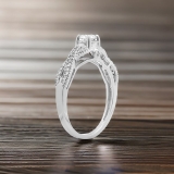 0.55 Carat (ctw) 14K White Gold Round Diamond Solitaire with Accents Ladies Bridal Engagement Ring 1/2 CT
