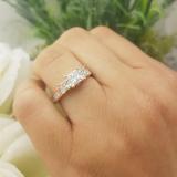 2.00 Carat (ctw) Princess & Round White Diamond Ladies Bridal 3 Stone Engagement Ring 2 CT, 18K Rose Gold