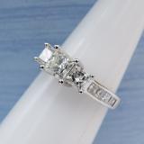 2.00 Carat (ctw) Princess & Round White Diamond Ladies Bridal 3 Stone Engagement Ring 2 CT, 18K White Gold