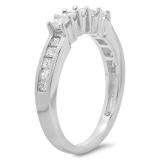 0.55 Carat (ctw) 10K White Gold Princess Cut Diamond Ladies Anniversary Wedding Curved Band Stackable Ring 1/2 CT