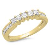 0.55 Carat (ctw) 10K Yellow Gold Princess Cut Diamond Ladies Anniversary Wedding Curved Band Stackable Ring 1/2 CT