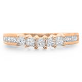 0.55 Carat (ctw) 18K Rose Gold Princess Cut Diamond Ladies Anniversary Wedding Curved Band Stackable Ring 1/2 CT