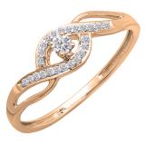0.15 Carat (ctw) 14k Rose Gold Round Cut Diamond Ladies Engagement Bridal Promise Ring