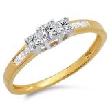 0.50 Carat (ctw) 10K Yellow Gold Princess Cut Diamond Ladies 3 Stone Bridal Engagement Ring 1/2 CT