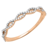 0.20 Carat (ctw) 10K Rose Gold Round Diamond Ladies Swirl Anniversary Wedding Band Stackable Ring 1/5 CT