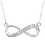 0.02 Carat (ctw) Sterling Silver Round White Diamond Ladies Infinity Shape Solitaire Pendant With Free Chain