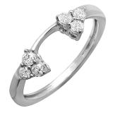 0.30 Carat (ctw) 14K White Gold Round Diamond Ladies Anniversary Wedding Ring Matching Guard Band 1/3 CT