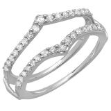 0.50 Carat (ctw) 14k White Gold Round Diamond Ladies Anniversary Wedding Band Enhancer Guard Double Ring 1/2 CT