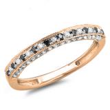 0.40 Carat (ctw) 10K Rose Gold Round Black & White Diamond Ladies Stackable Anniversary Wedding Band Enhancer Guard Ring