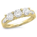 1.33 Carat (ctw) 14K Yellow Gold Round Diamond Ladies Anniversary Wedding Band Stackable Ring