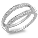 0.33 Carat (ctw) 14K White Gold Round Diamond Ladies Anniversary Wedding Band Milgrain Guard Double Ring 1/3 CT