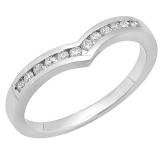 0.25 Carat (ctw) 18K White Gold Round Diamond Ladies Anniversary Wedding Stackable Band Guard Chevron Ring 1/4 CT