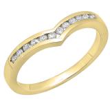 0.25 Carat (ctw) 18K Yellow Gold Round Diamond Ladies Anniversary Wedding Stackable Band Guard Chevron Ring 1/4 CT