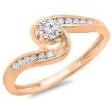 0.36 Carat (ctw) 10K Rose Gold Round Diamond Ladies Twisted Swirl Bridal Engagement Ring 1/3 CT