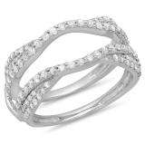0.75 Carat (ctw) 10K White Gold Round Diamond Ladies Anniversary Wedding Band Enhancer Guard Double Ring 3/4 CT