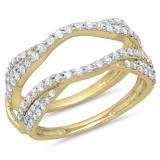 0.75 Carat (ctw) 10K Yellow Gold Round Diamond Ladies Anniversary Wedding Band Enhancer Guard Double Ring 3/4 CT