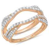 0.75 Carat (ctw) 14K Rose Gold Round Diamond Ladies Anniversary Wedding Band Enhancer Guard Double Ring 3/4 CT