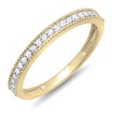 0.23 Carat (ctw) 14k Yellow Gold Round Diamond Ladies Milgrain Anniversary Wedding Stackable Band 1/4 CT