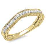 0.25 Carat (ctw) 14K Yellow Gold Round Cut Diamond Ladies Milgrain Anniversary Wedding Band Stackable Guard Ring 1/4 CT