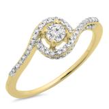 0.50 Carat (ctw) 14K Yellow Gold Round Cut Diamond Ladies Twisted Swirl Bridal Halo Engagement Ring 1/2 CT
