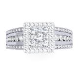 0.75 Carat (ctw) 14K White Gold Round Cut Diamond Ladies Cluster Style Bridal Halo Engagement Ring 3/4 CT