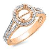 0.50 Carat (ctw) 10K Rose Gold Round Cut Diamond Ladies Semi Mount Bridal Engagement Ring 1/2 CT (No Center Stone)