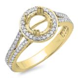 0.50 Carat (ctw) 14K Yellow Gold Round Cut Diamond Ladies Semi Mount Bridal Engagement Ring 1/2 CT (No Center Stone)