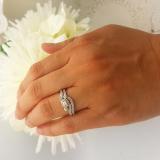 0.65 Carat (ctw) 10K White Gold Round Diamond Ladies Twisted Swirl Bridal Halo Engagement Ring With Matching Band Set
