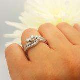 0.65 Carat (ctw) 10K White Gold Round Diamond Ladies Twisted Swirl Bridal Halo Engagement Ring With Matching Band Set