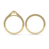 0.25 Carat (ctw) 14K Yellow Gold Princess & Round Diamond Ladies Milgrain Bridal Halo Engagement Ring With Matching Band Set 1/4 CT