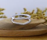 0.50 Carat (ctw) 10K White Gold Round Diamond Ladies Anniversary Wedding Band Enhancer Guard Double Ring 1/2 CT
