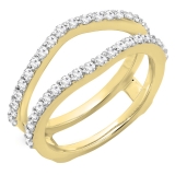 0.50 Carat (ctw) 10K Yellow Gold Round Diamond Ladies Anniversary Wedding Band Enhancer Guard Double Ring 1/2 CT