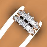 3.10 Carat (ctw) 10K Rose Gold Princess & Round Diamond Ladies Bridal 3 Stone Engagement Ring With Matching Band Set 3 1/10 CT