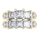 3.10 Carat (ctw) 10K Yellow Gold Princess & Round Diamond Ladies Bridal 3 Stone Engagement Ring With Matching Band Set 3 1/10 CT
