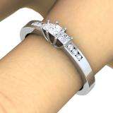 IGI CERTIFIED 0.33 Carat (ctw) 14K White Gold Round & Princess Diamond Ladies 3 Stone Engagement Bridal Ring 1/3 CT