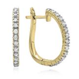 0.25 Carat (ctw) 10K Yellow Gold Round Cut Diamond Ladies Hoop Earrings 1/4 CT
