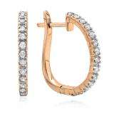 0.25 Carat (ctw) 14K Rose Gold Round Cut Diamond Ladies Hoop Earrings 1/4 CT