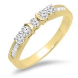 0.55 Carat (ctw) 14K Yellow Gold Round & Princess Diamond Ladies Anniversary Wedding Stackable Band 1/2 CT