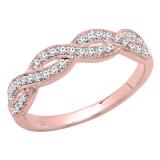 0.30 Carat (ctw) 10K Rose Gold Round Diamond Ladies Bridal Anniversary Wedding Band Stackable Swirl Ring 1/3 CT
