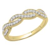 0.30 Carat (ctw) 10K Yellow Gold Round Diamond Ladies Bridal Anniversary Wedding Band Stackable Swirl Ring 1/3 CT