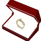 0.33 Carat (ctw) 14K Yellow Gold Round Cut Diamond Ladies Bridal Solitaire With Accents Engagement Ring 1/3 CT