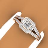 0.45 Carat (ctw) 10K Rose Gold Princess & Round Cut Diamond Ladies Split Shank Bridal Engagement Ring 1/2 CT