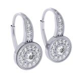 0.45 Carat (ctw) 10K White Gold Round Cut Diamond Ladies Cluster Halo Style Milgrain Drop Earrings 1/2 CT
